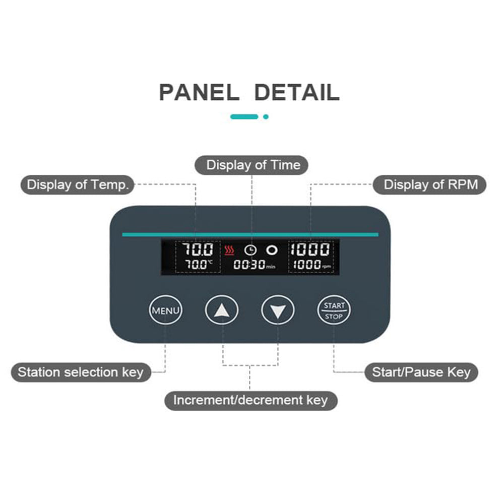 VTSYIQI Thermostatic Water Bath with Magnetic Stirrer Brushless Motor Temperature Stability ±1℃ Speed Range 100-1200 RPM Display Accuracy 0.1℃ Increment 50 RPM Timing Function Liner Size 200*200*130mm(Depth)-2L Flask or 3L Beaker