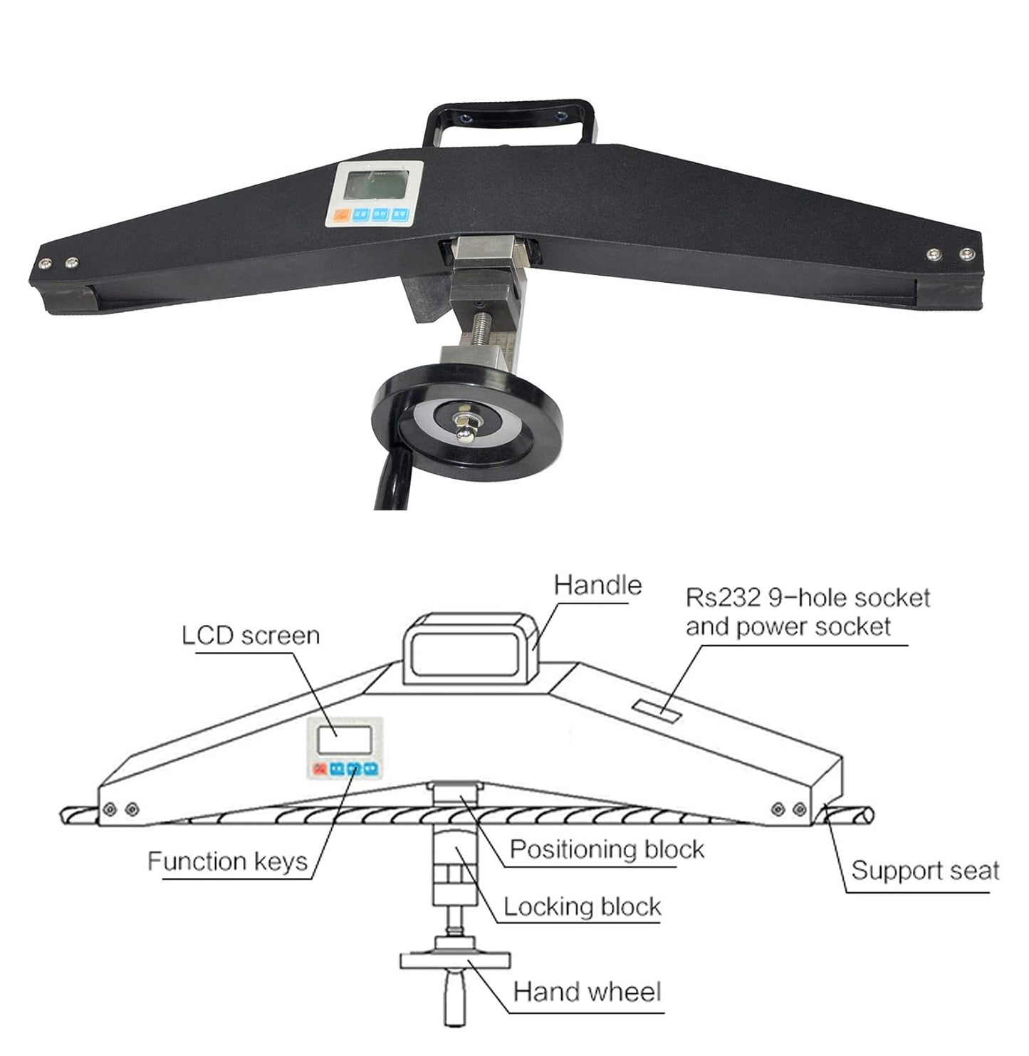 VTSYIQI Rope Tension Meter Rope Tensionmeter with Measuring Range Φ6~Φ18mm Divided Load Value 0.01KN Maximum Load Value 20KN 2 to 6% of the Maximum Function Suitable for Any Occasion for Detecting Rope Tension