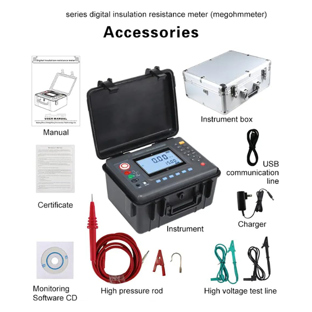 VTSYIQI 5KV Insulation Resistance Tester High Voltage Insulation Tester with Range 5KV 10TΩ Resolution 0.01MΩ for Resistance Tester of Measuring Motor