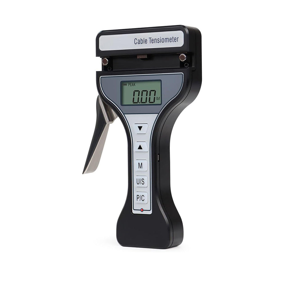 VTSYIQI Handheld Wire Rope Tensiometer Cable Tension Gauge Tester Meter Cable Tensiometer with Tension Range 50 to 500N LCD Digital Display Store 5 Different Wire Sizes OZ Kgf N lbf 4 Units for Steel Cable Tension Measurement