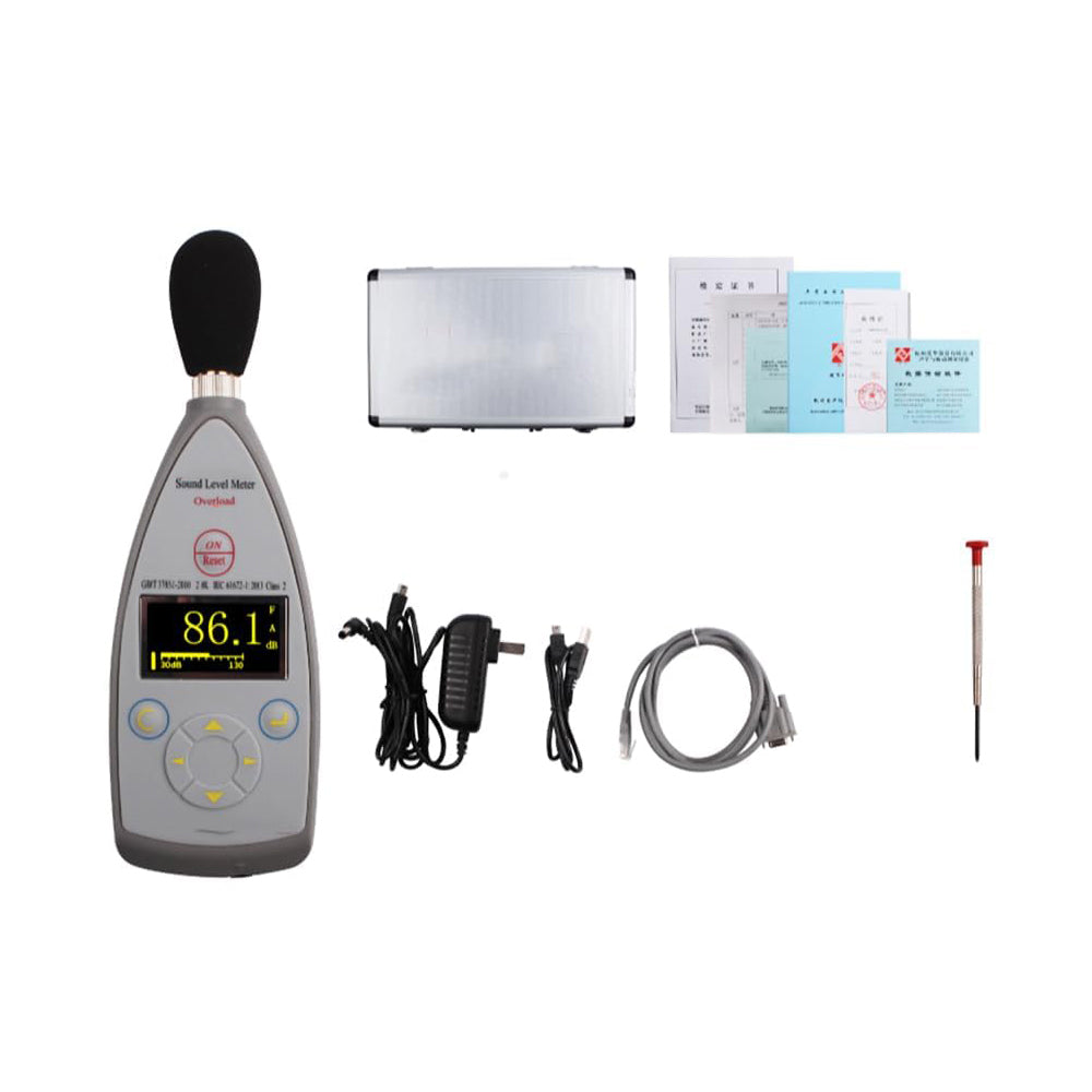 VTSYIQI Digital Class 2 Sound Level Meter Integrating Decibel Tester with Integrating Function Range 20Hz-12.5kHz 30dB(A)-130dB(A) 8000 Groups Data Storage