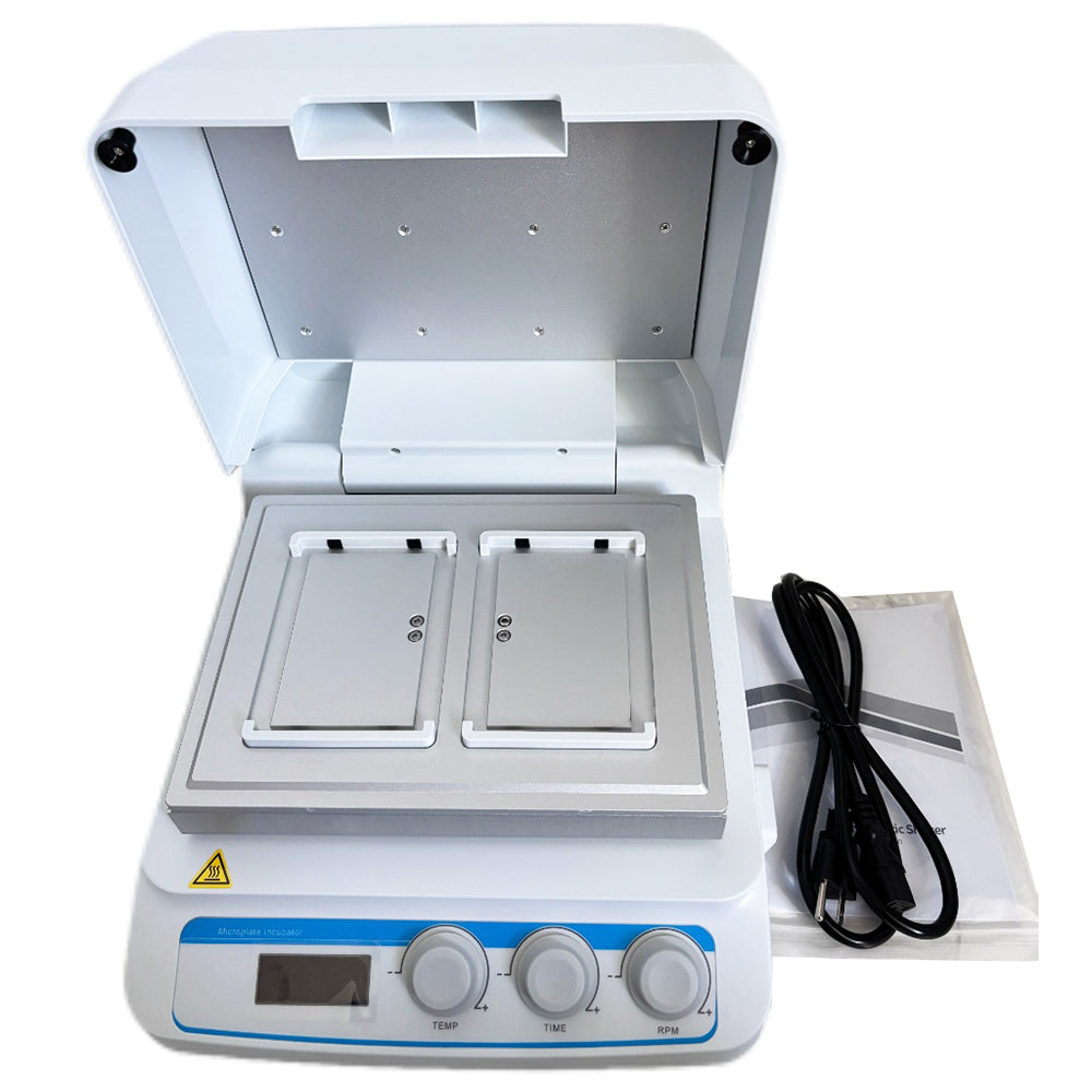 VTSYIQI Thermo Microplate Shaker Thermo Shaker Incubator Micro Plate Thermo Shaker with Capacity 2 Microtiter Plates or Deep Well Plates Speed Range 100 to 1600rpm Control Accuracy ≤±0.3°C Accuracy Display 0.1℃