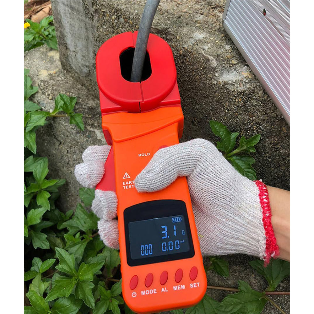 VTSYIQI Clamp Earth Ground Resistance Tester Loop Resistance Meter Ground Resistance Meter with Resistance Resolution 0.001Ω Resistance Range 0.01Ω-500Ω Resistance Accuracy ±1%±0.01Ω