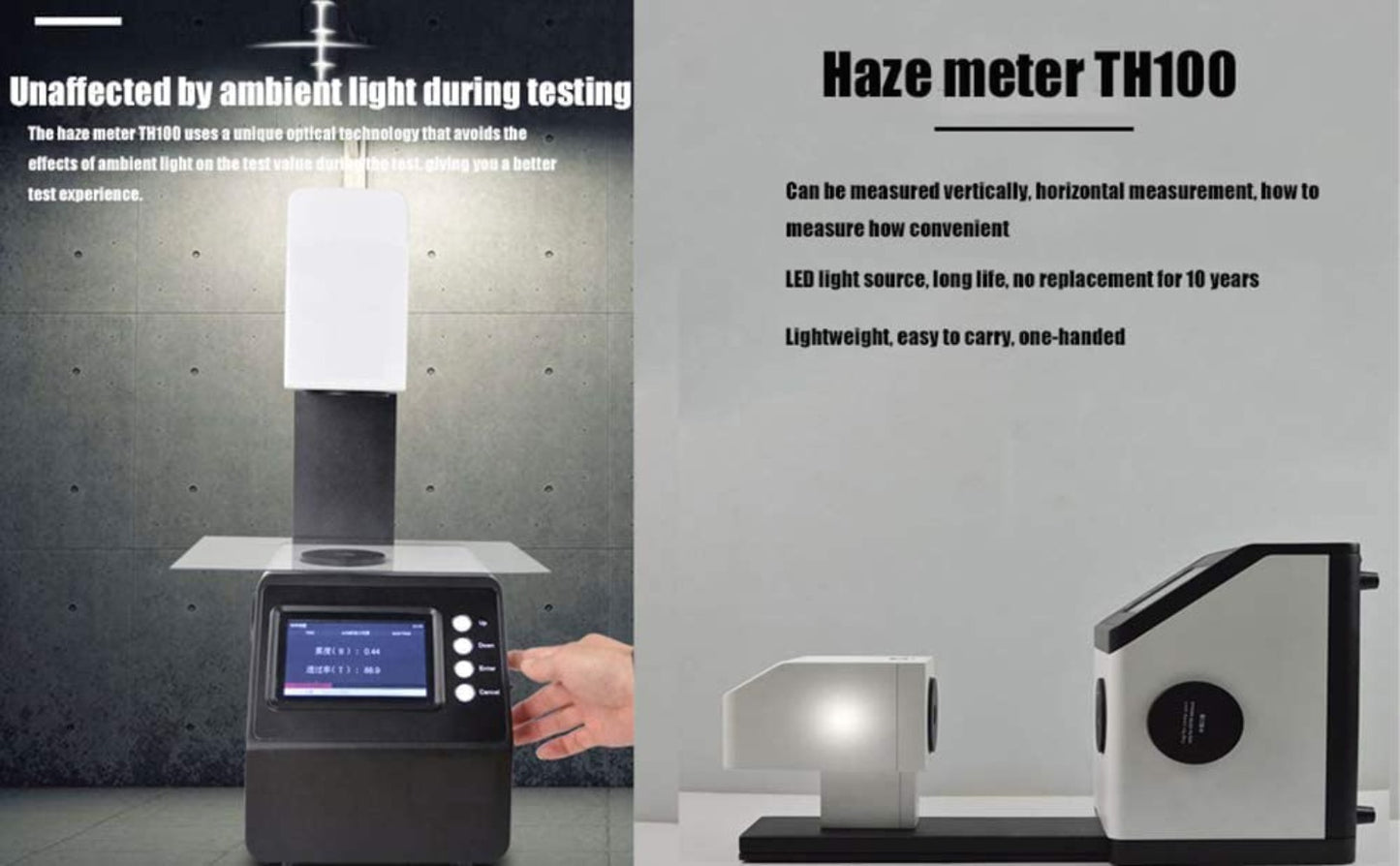 VTSYIQI Haze Meter Hazemeter Light Transmission Meter Benchtop Analyzer with Range 0-100% Haze Resolution 0.01 Unit for Plastics Films Glass LCD panels