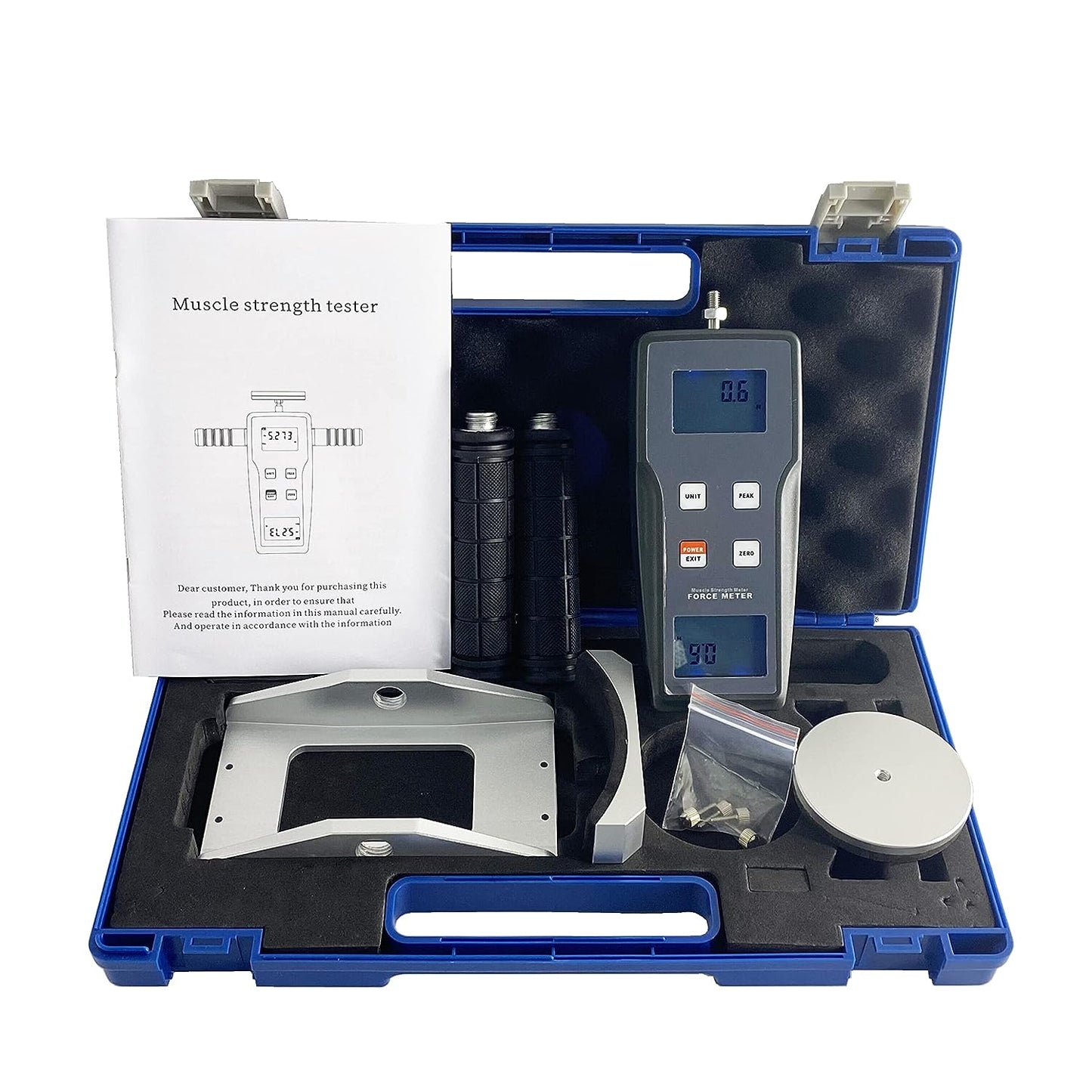 VTSYIQI Muscle Strength Meter Tester Muscle Force Meter Dynamometer with Range ±50kgf ±490N ±110Lbf Resolution 0.01kgf 0.1N 0.1Lbf