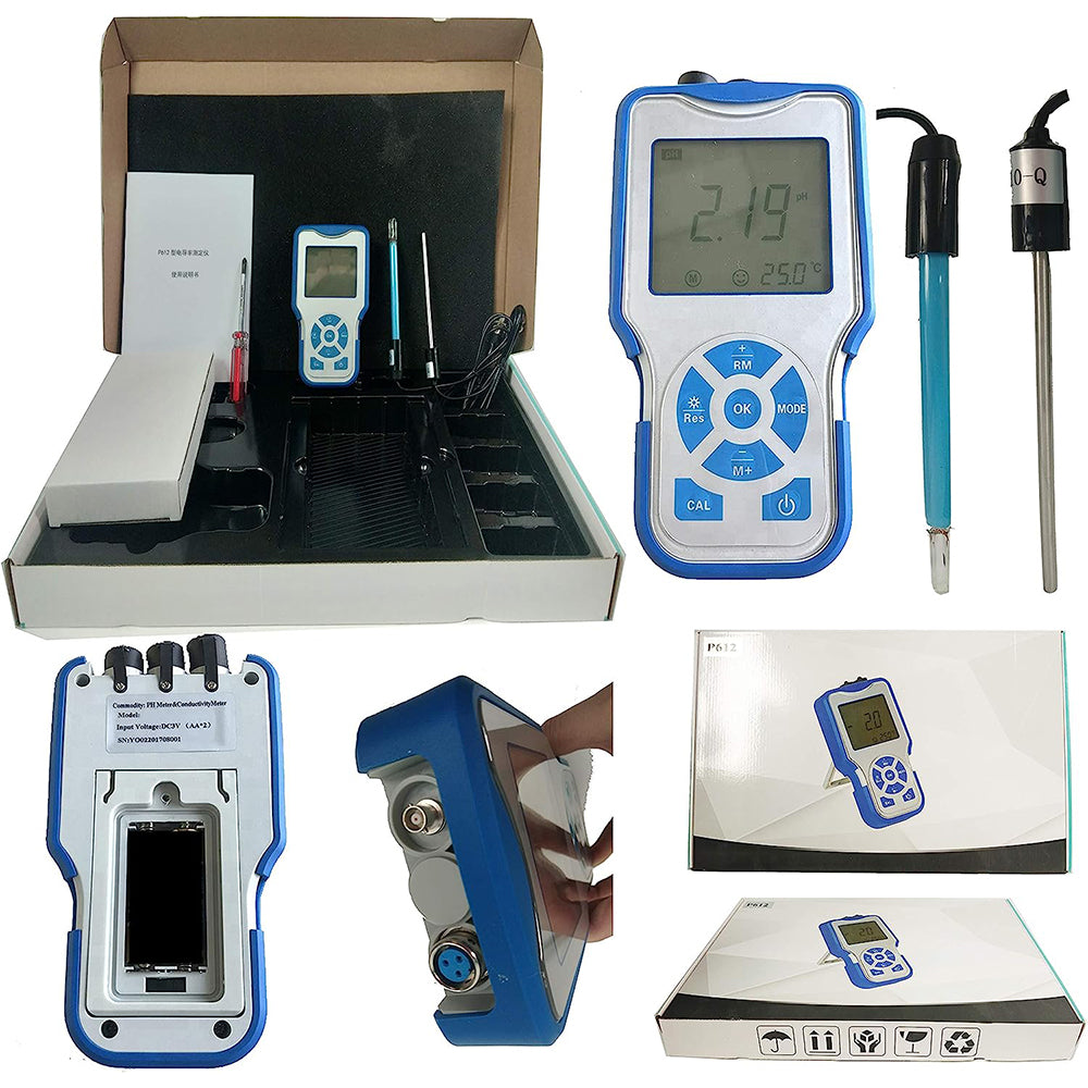 VTSYIQI Handheld pH Conductivity Meter Multil Parameter Meter Kit With Accuracy ±0.01pH