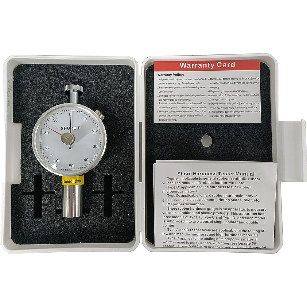 VTSYIQI Durometer Shore D Sclerometer Tester with 100HD Shore Hardness Tester Type D Durometer Dial Single Pointer Hardness Meter Double needle