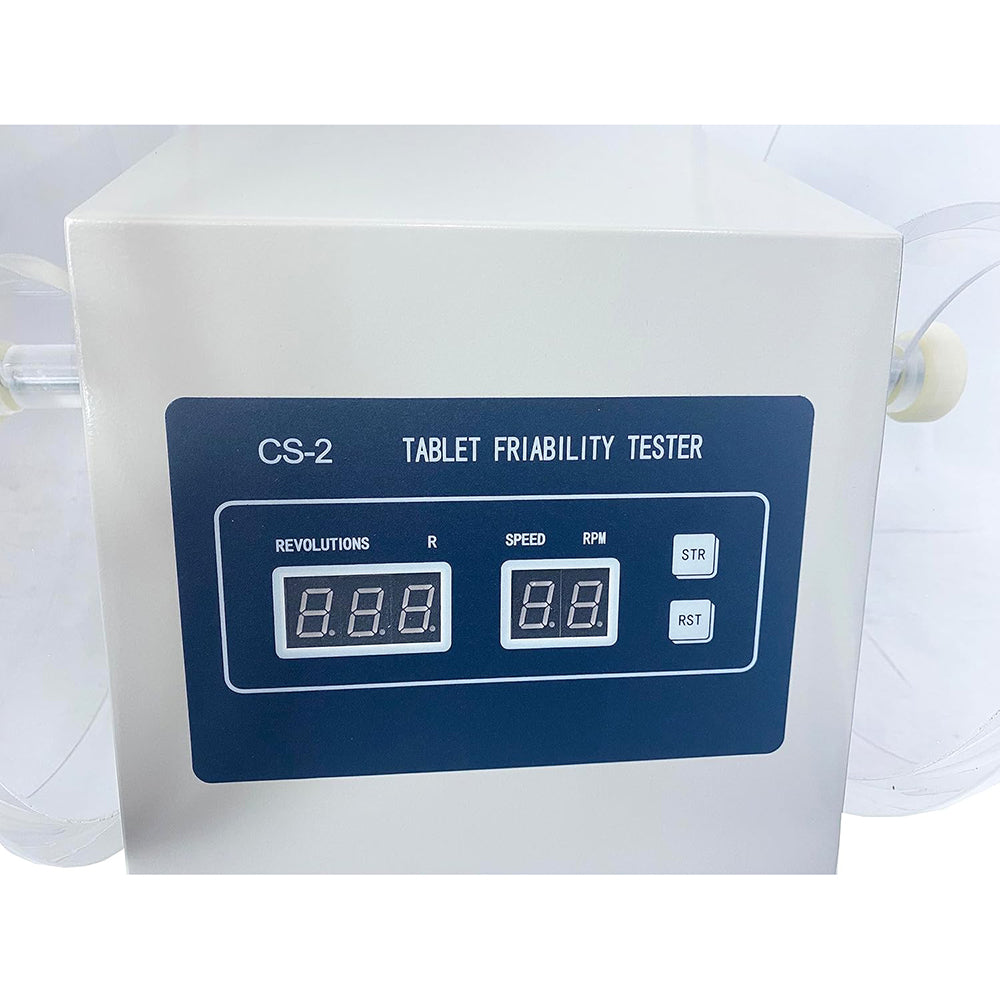 VTSYIQI Friability Tester Tablet Friability Meter Tester with 2 Turntables Rotational Speed Range 25 rev/min Turning Range 100 Turns for Checking The Fragility of Non-Coated Tablets