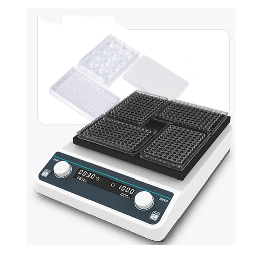 VTSYIQI Digital Microplate Shaker Laboratory Microplate Oscillator Mixer with Horizontal Gyration Amplitude 3mm Max Processable Sample Elisa Plate/Tissue Culture Plate*4 RPM Range 500 to 1200rpm RPM Increment 10rpm Timing Range 1min-8h