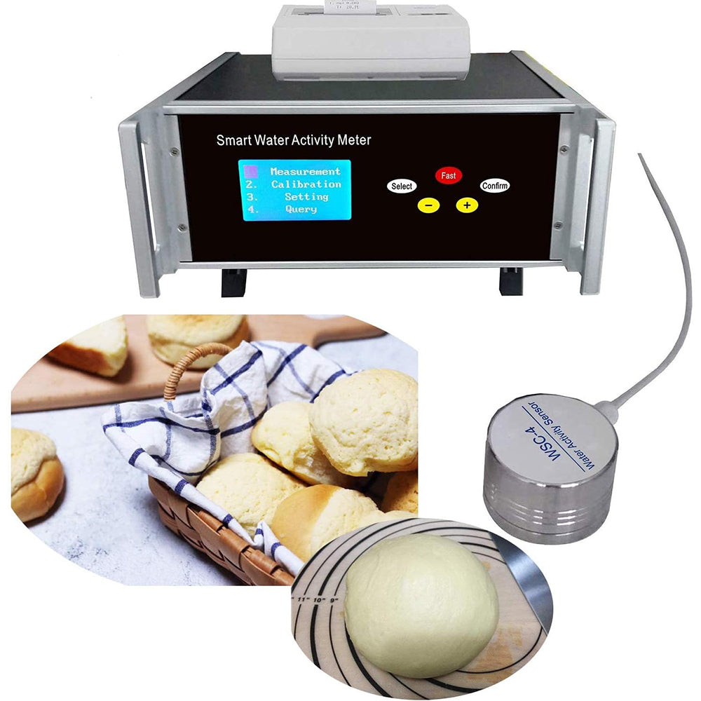 VTSYIQI Bentchtop Water Activity Tester Smart Food Water Activity Meter Monitor with 1 Sensor WSC-4  Water Activity Range 0～1.000aw Accuracy ±0.012aw USB And RS232 Interface Free Printer for Wetter Food Paste Jam Jello Dough