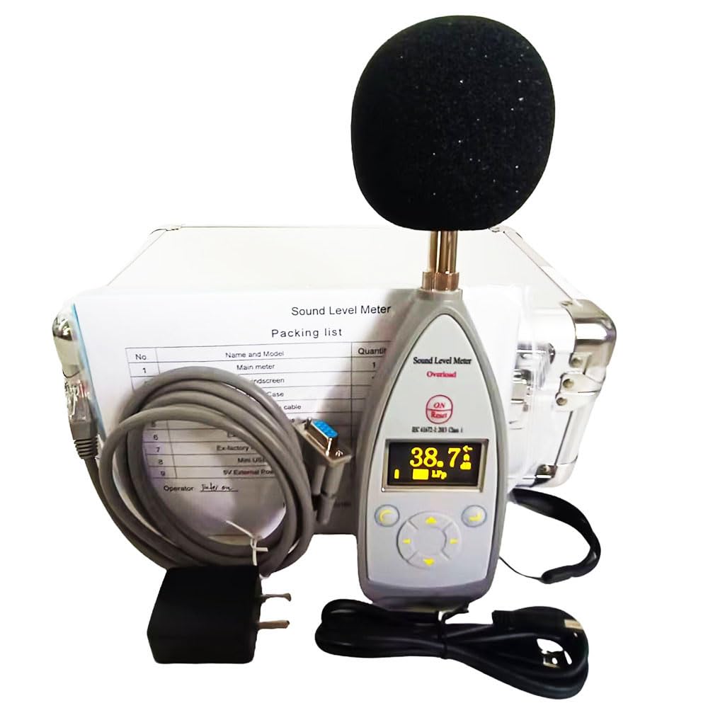 VTSYIQI Class 1 Integrating Sound Level Meter Sound Level Recoder Data Logger with IEC 61672 Class 1 Integrating Function 10 Hz-20 kHz 25dB(A)-140dB(A) AC DC RS232 Output 8000 Groups Data Storage