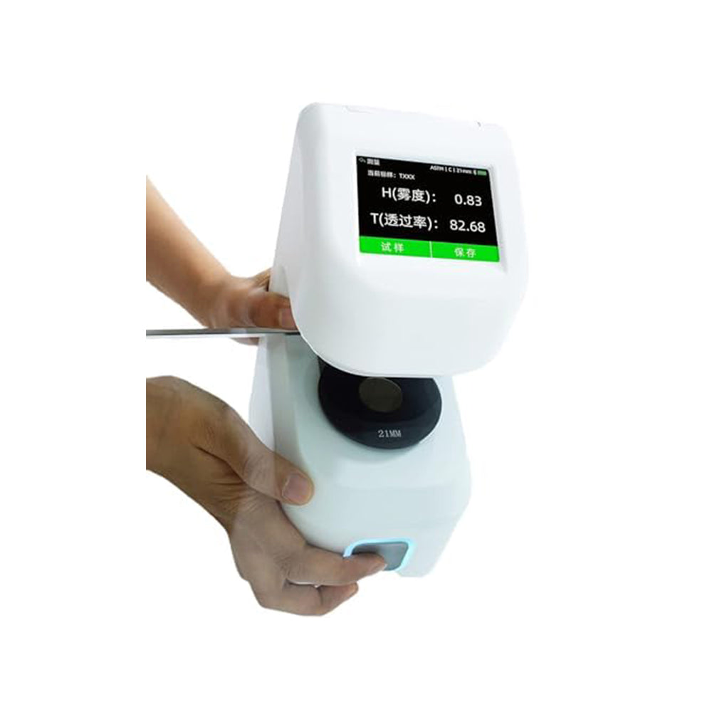 VTSYIQI Transparent Hazemeter Touch Screen Haze Meter Transmittance Haze Meter with ASTM Standards 21mm Apertures A C D65 Mass Storage for Haze Luminous Transmittance of Transparent Plastics