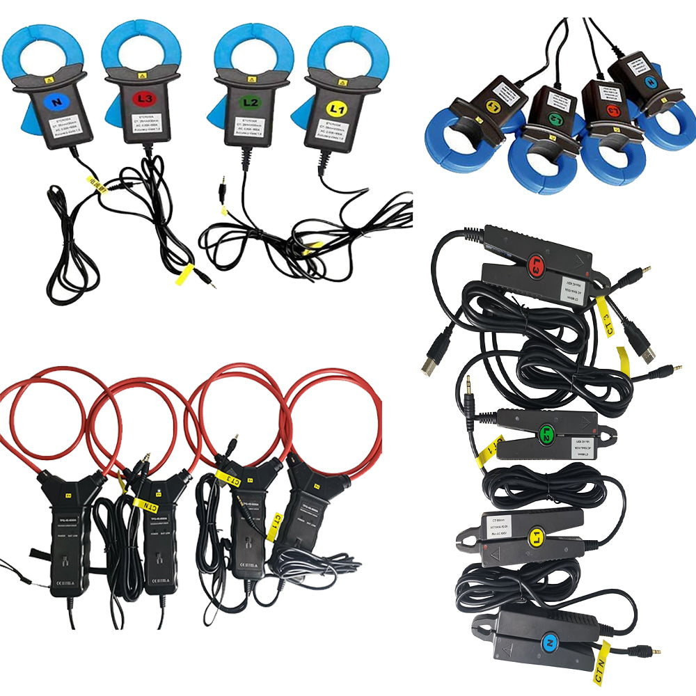 VTSYIQI 3 Phase Power Quality Meter Power Quality Monitor with Current Range 10mA～6000A Full Set CT Size Ф8mm+Ф40mm+Ф68mm+Ф300mm Automatic Phasor Diagram Display USB Interface PC Software