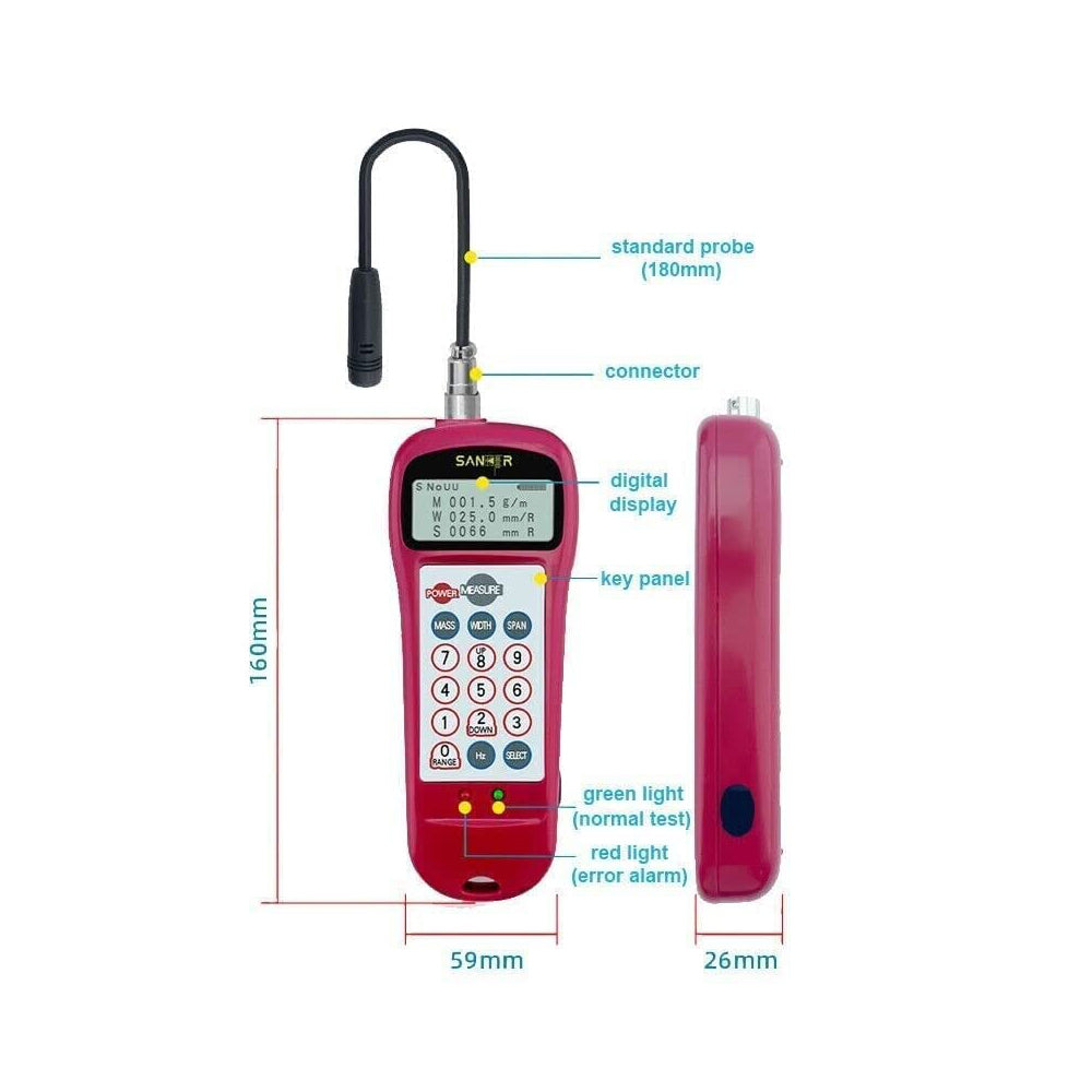 VTSYIQI Belt Tension Meter Belt Tension Measuring Instrument Sonic Belt Tension Tester with Tension Range 0.01 to 99900N Frequency Range 10Hz to 5000Hz 500 Groups Data Storage for V-Belt Series Fabric Covered Belts Multi-vinged Belts Etc