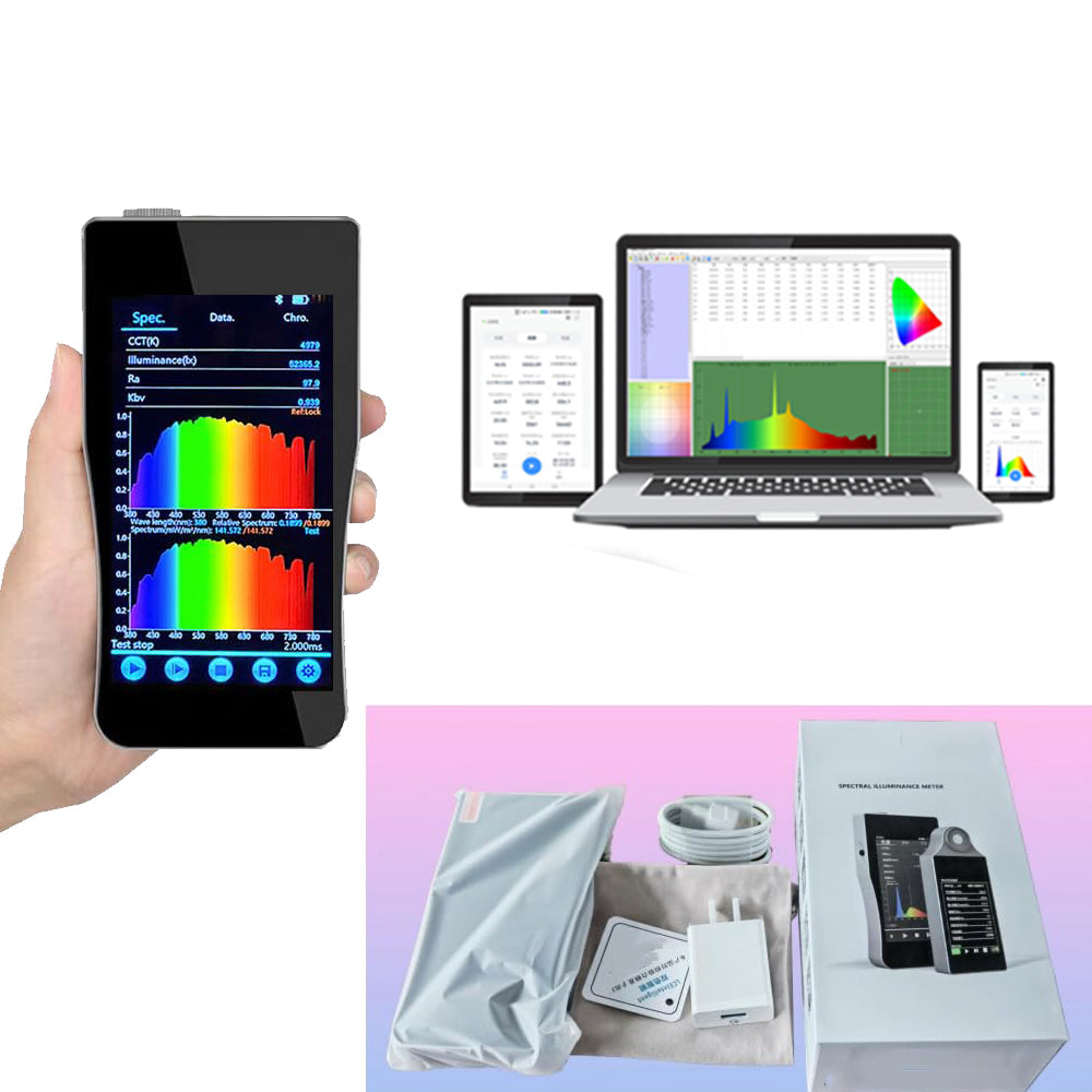 VTSYIQI Blue Light Spectrum Analyzer Retinal Blue Light Hazard Spectrometer with Wavelength Range 380nm～780nm Measurement Parameters Maximum Radiation Exposure Time tmax(S) Blue Light Hazard Radiation Coefficient Kbv Etc