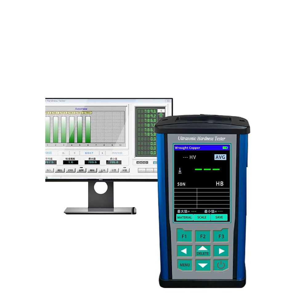 VTSYIQI Ultrasonic Hardness Testers 98N Ultrasonic Hardness Durometer with ASTM-A1038 Standard 10kgf Probe Maximum Roughness Test Surface Ra<15um Accuracy ±2 USB Interface