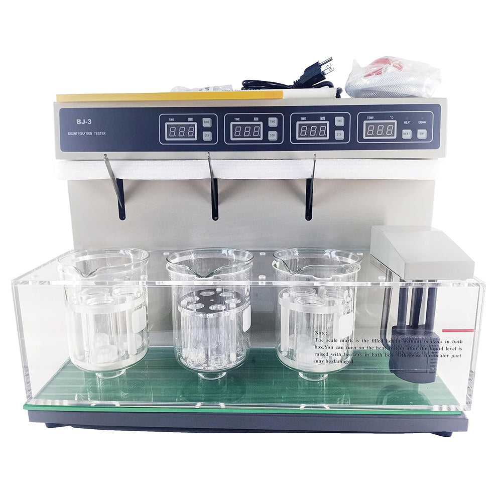 VTSYIQI Tablet Disintegration Tester Disintegration Time Limit Tester with Three Cups and Three Roads Individual Operation of Each Circuit Timing Range 1 to 900 min