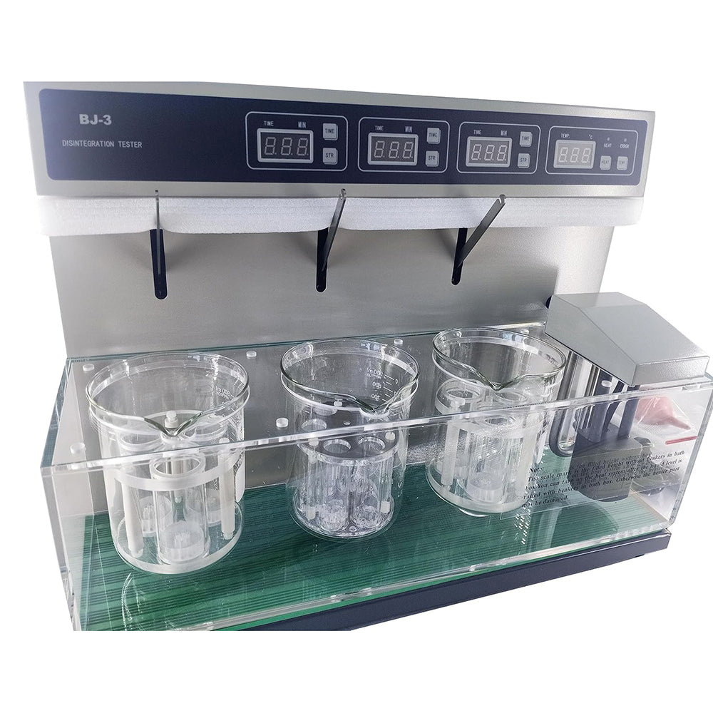 VTSYIQI Tablet Disintegration Tester Disintegration Time Limit Tester with Three Cups and Three Roads Individual Operation of Each Circuit Timing Range 1 to 900 min