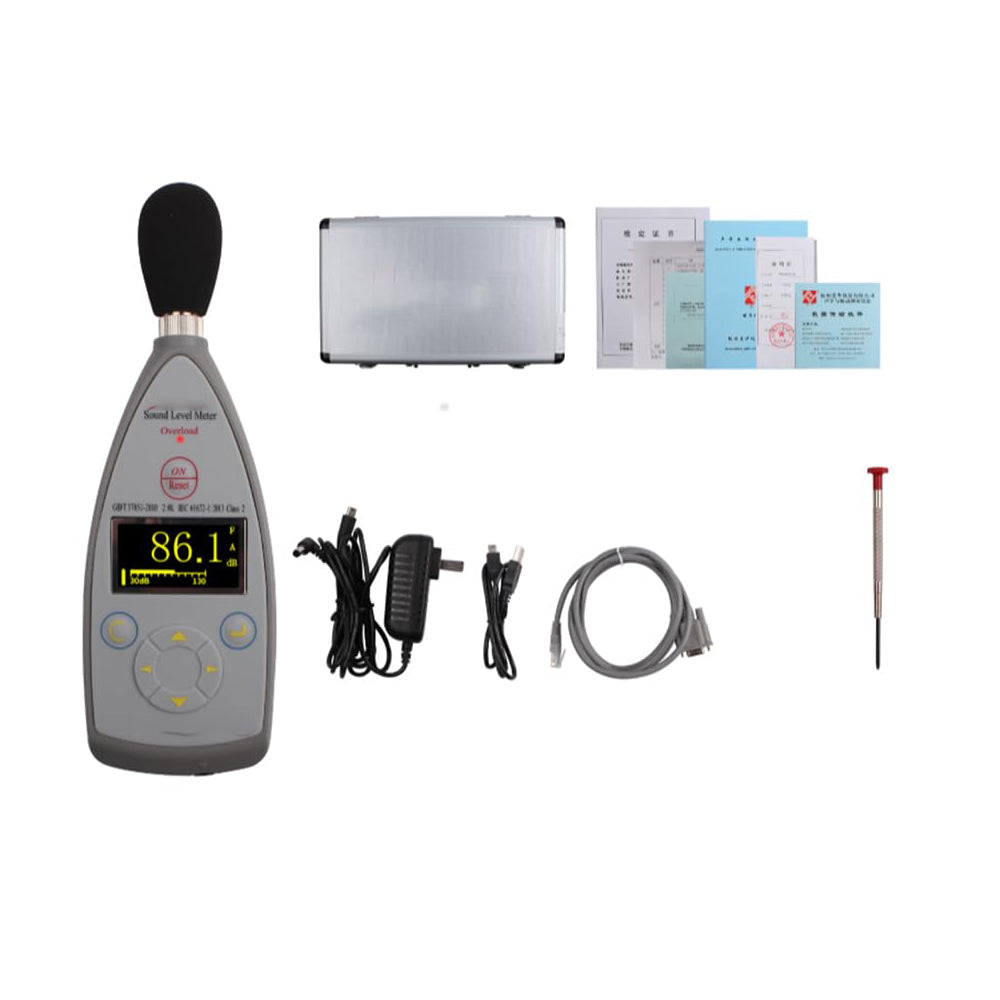 VTSYIQI Class 2 Sound Level Meter Integrating Noise Level Meter with Range 20Hz-12.5kHz 30dB(A)-130dB(A) 8000 Groups Data Storage Data Logger and Noise Analysis Software