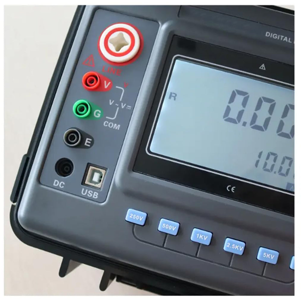 VTSYIQI High Voltage Insulation Meter Digital 5KV Insulation Resistance Tester Dectector with Range 0.01MΩ-10TΩ Rated Voltage 100V 250V 500V 1000V 2500V 5000V 500 Groups Data Storage