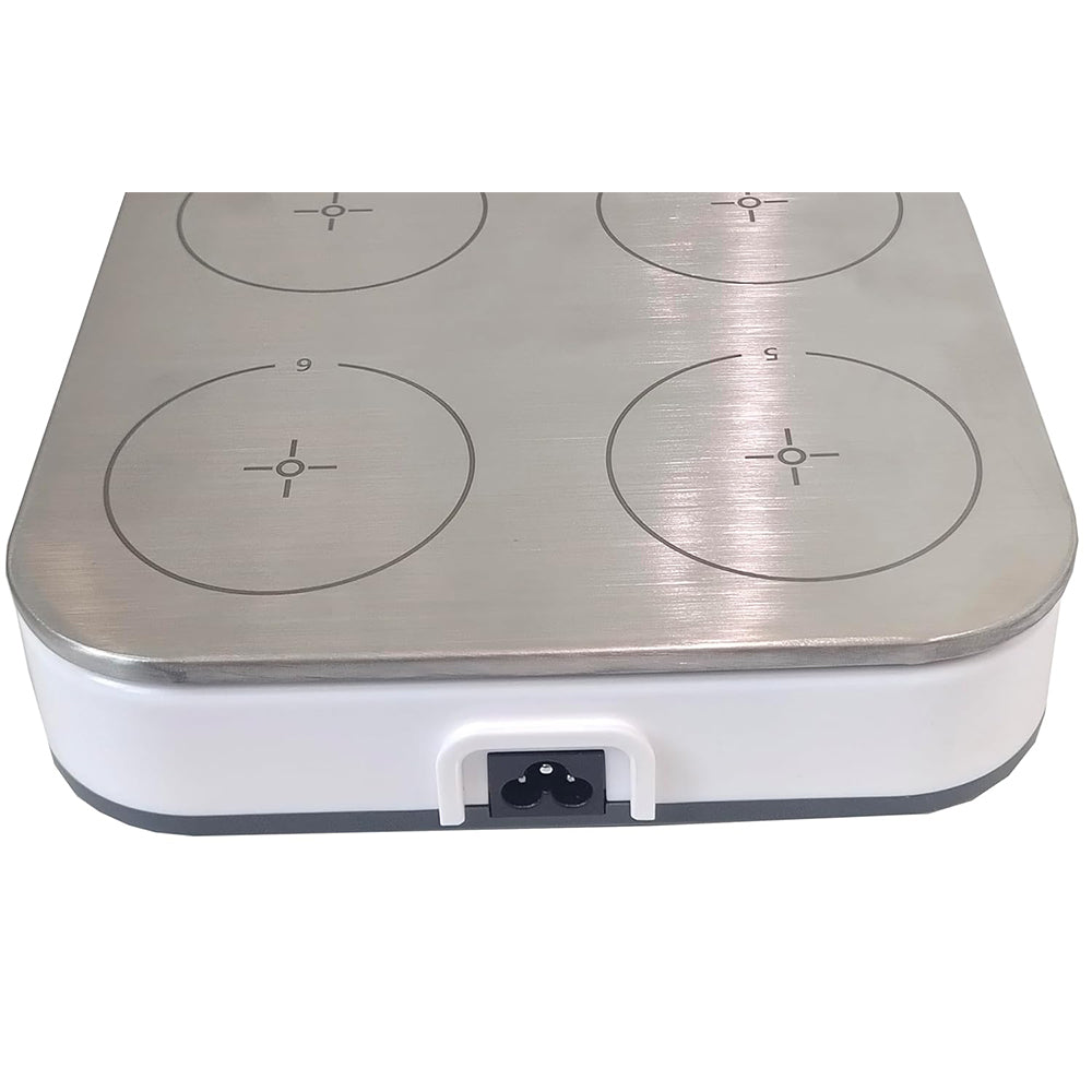 VTSYIQI Hot Plate Magnetic Stirrer 6 Position Heating Magnetic Mixer with LCD Display Max Stirring Volume 6 * 500 ML Plate Material 304 Stainless Steel Speed Range 50-1200RPM  Synchronous or Asynchronous Control Maximum Countertop Temperature 120 °C