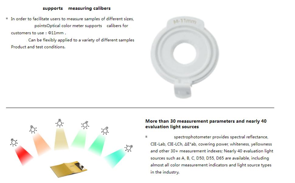 VTSYIQI Spectrophotometer Spectro Colorimeter with Φ11mm Caliber D/8 SCI+SCE  High Repeatability dE*ab≤0.02 Accuracy 0.01 Field of View 2° 10° Full-band Balanced LED Light Source for Color Matching