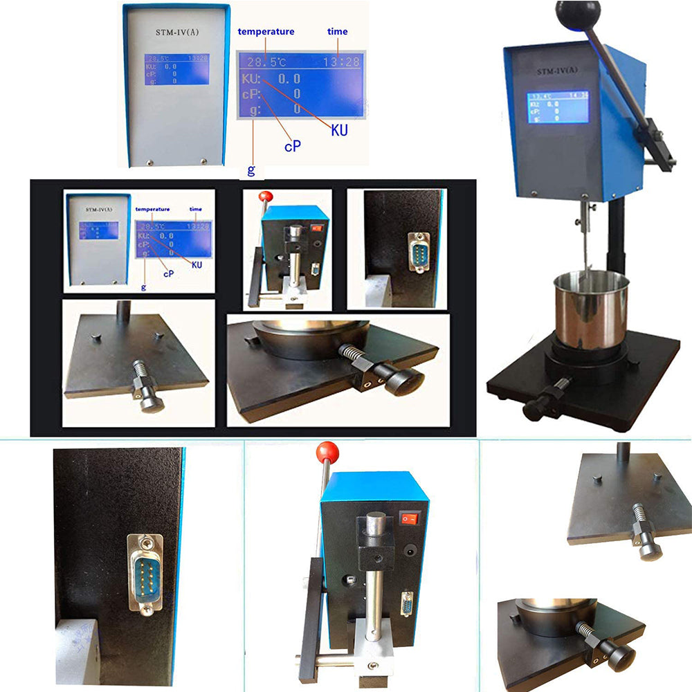 VTSYIQI Stormer Viscometer Rotational Viscosity Meter Tester RS232 Cable Connect PC with Temp Time KU CP and g Display Function Paint Coating 40.2 to 141.0KU