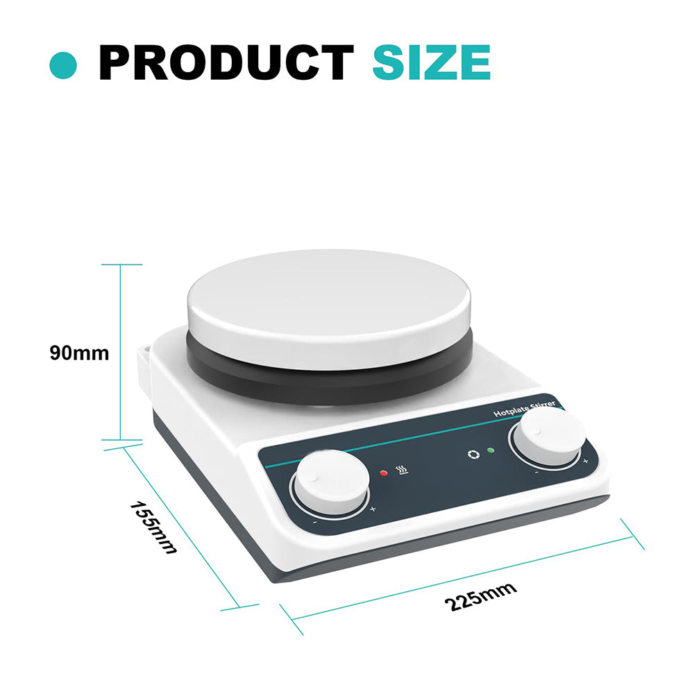 VTSYIQI Magnetic Hotplate Stirrer Heated Magnetic Stirrer with Max Temp of Hot Plate 260℃ Hot Plate Φ135mm Max Stirring Capacity 2L(H2O) Magnetic Stirring Bar 30mm Linear Shape Speed Range 200-1500RPM Knob for Stirring Liquid