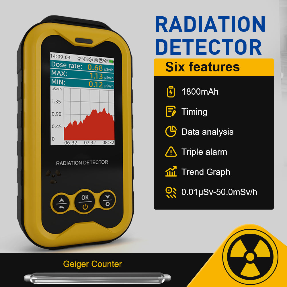 VTSYIQI Beta Gamma X-ray Dosimeter Nuclear Radiation Detector Radioactivity Monitor With Measuring Range 0.1μSv/h to 50mSv/h For X β γ Ray Radiation Detector