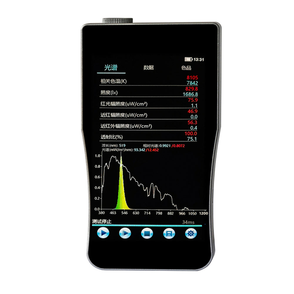 VTSYIQI Infrared Spectroradiometer Infrared Spectrum Radiation Meter with Wavelength Range 380nm～1050nm Spectral Bandwidth(FWHM) 2nm Photosensitive Surface Ф10mm 5-inch Touch Screen for Red Light Infrared Irradiance Single-Band Infrared Test