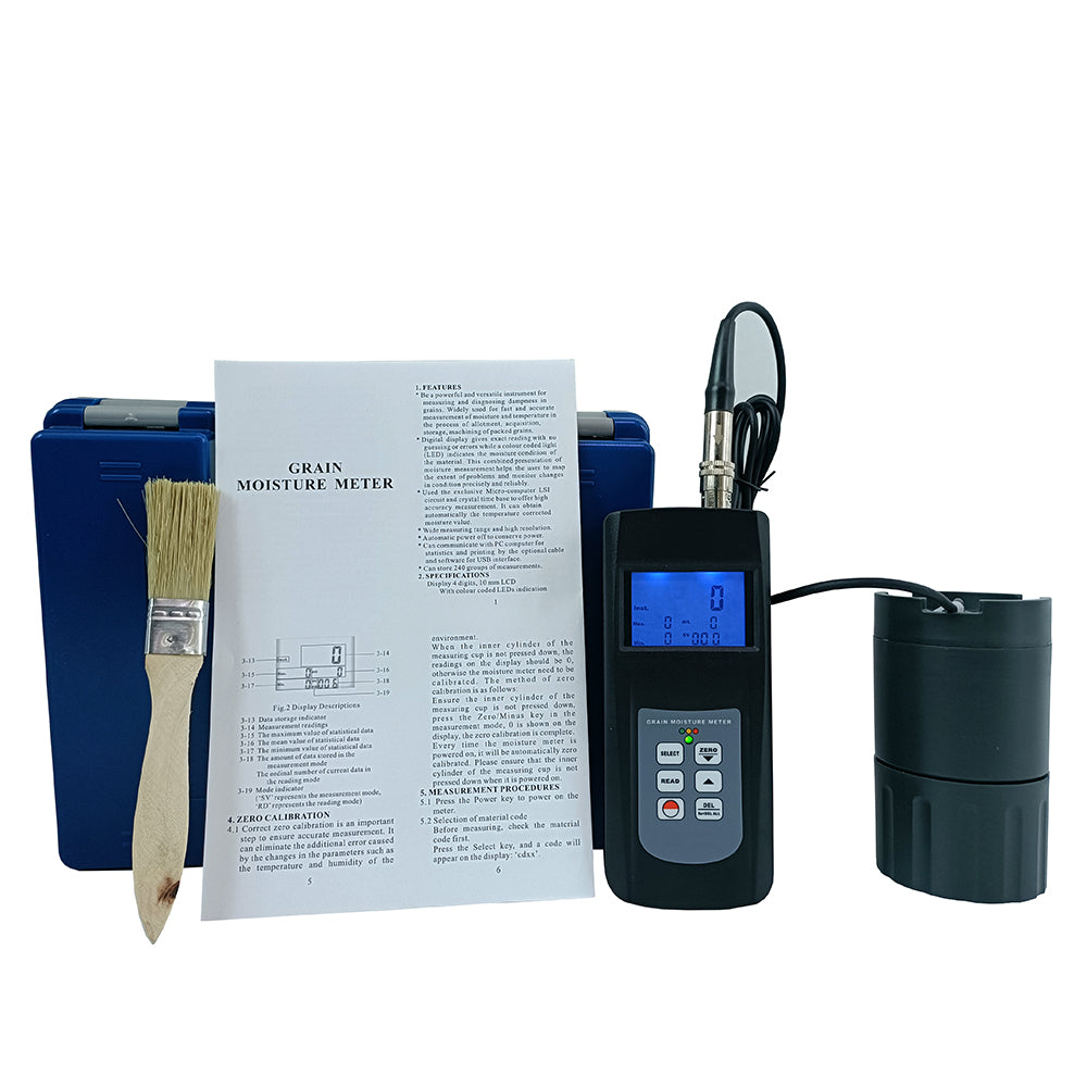 VTSYIQI Digital Grain Moisture Meter Grist Corn Oat Rice Pepper Water Tester 0 to 50% with Cup Sensor Pinless Datalogger