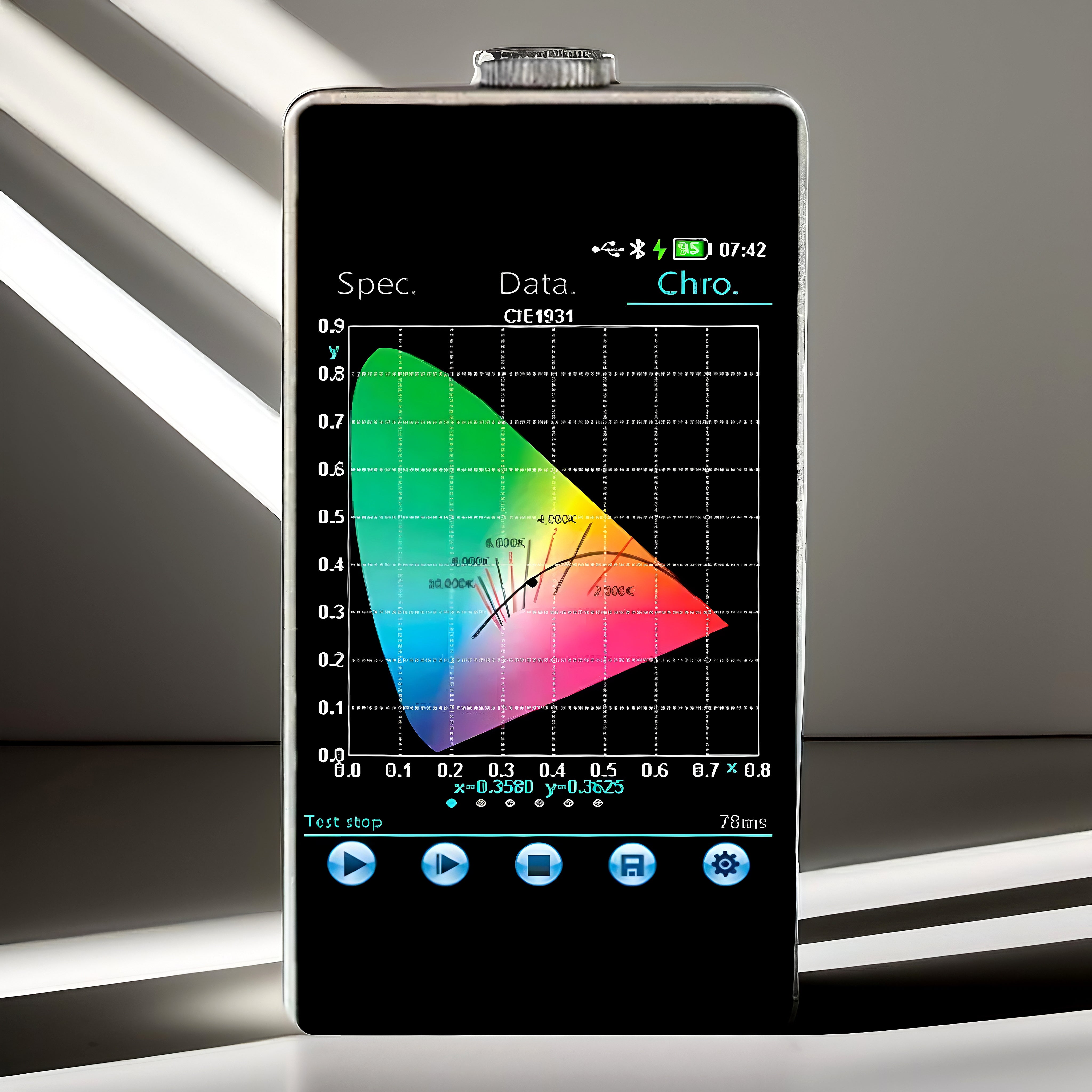 VTSYIQI Handheld Blue Light Spectrometer Blue Light Spectral Illuminance Meter with Wavelength Range 350~800nm Spectral Bandwidth Approximately 2 nm 5-Inch High-Definition Touch Screen USB Interface Retinal Blue Light Hazard Level