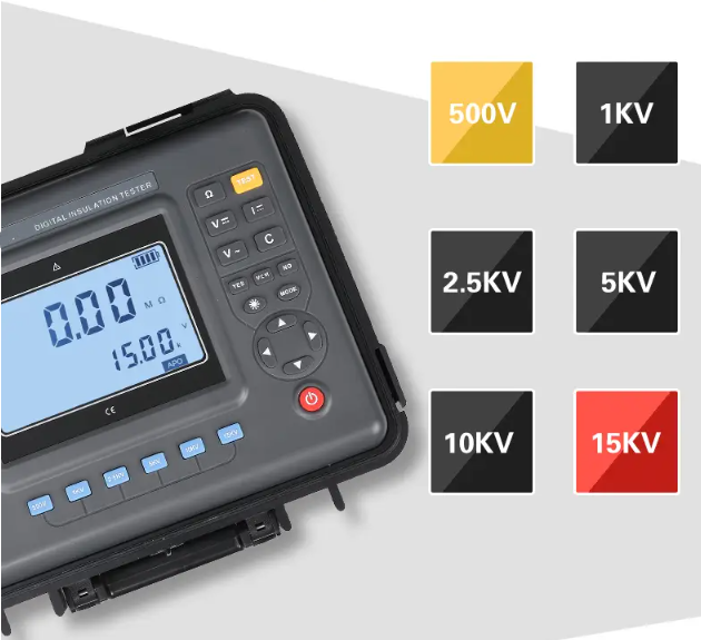 VTSYIQI High Voltage Insulation Tester 5KV Insulation Resistance Meter Tester Digital Insulation Resistance Tester with Range 100V/250V/500V/1000V/2500V/5000V 0.01MΩ-10TΩ Resolution 0.01MΩ Waterproof Voltmeter LCD Display