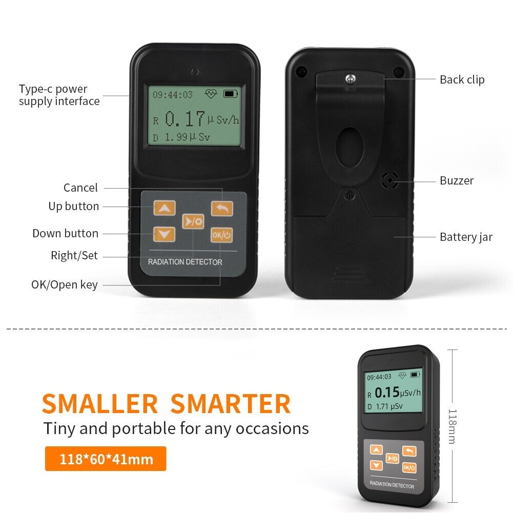 VTSYIQI β γ X-Ray Radiation Detector Dosimeter Monitor Nuclear Radiation Meter Beta Counter For X β γ Ray Radiation Detector With Energy Range 50kev to 1.5mev less than 30%