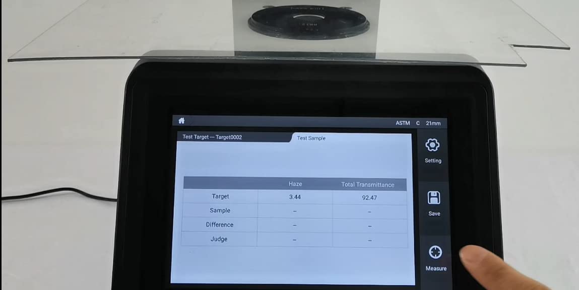 VTSYIQI Lab Hazemeter Light Transmittance Meausrement Touch Screen Haze Meter with 21mm 7mm Test Apertures