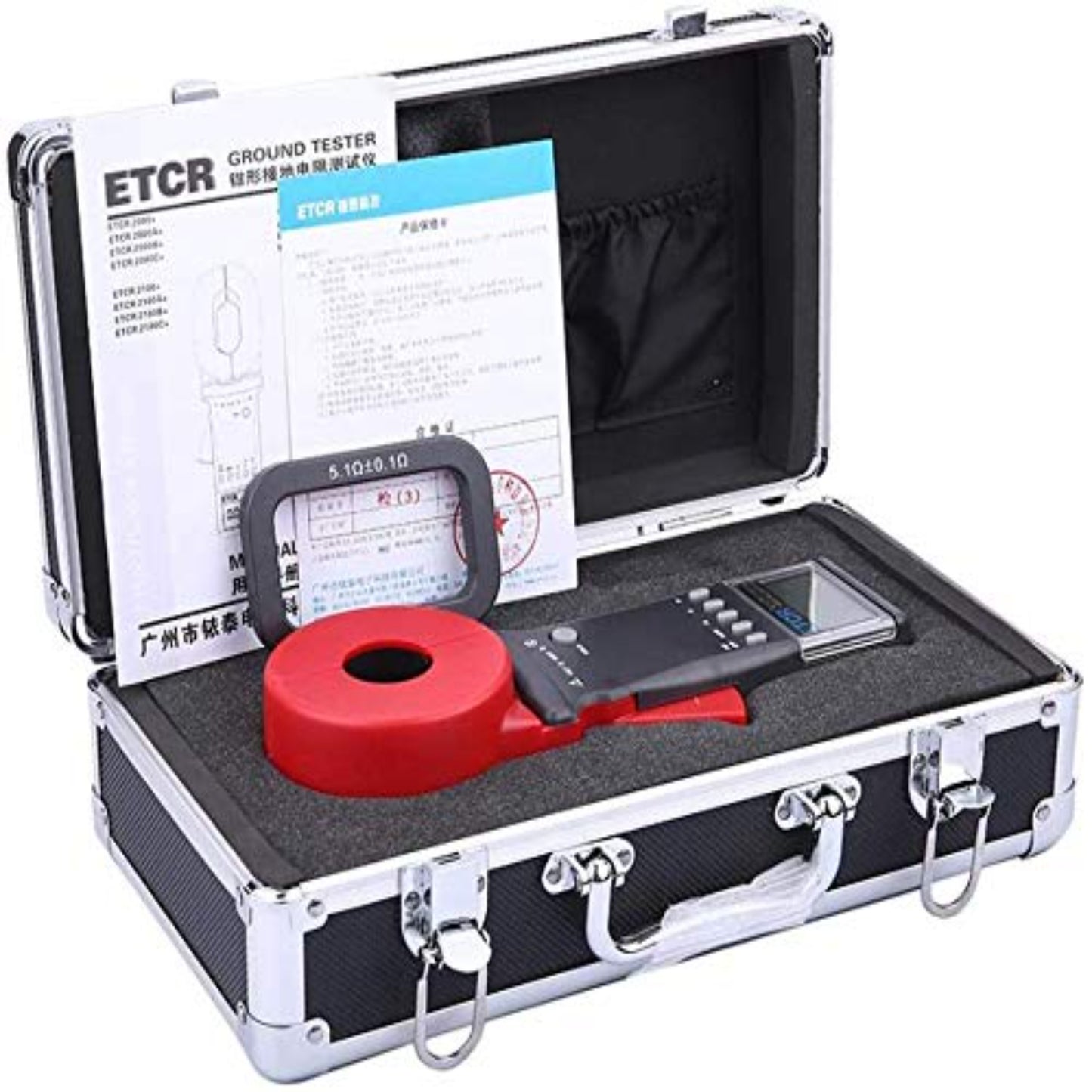 VTSYIQI Ground Resistance Tester Digital Clamp On Ground Earth Resistance Meter Tester With Resistance Range 0.01 to 200Ω For Electric Power Telecommunications Meteorology Oil Field Architecture Industrial Electrical Equipment