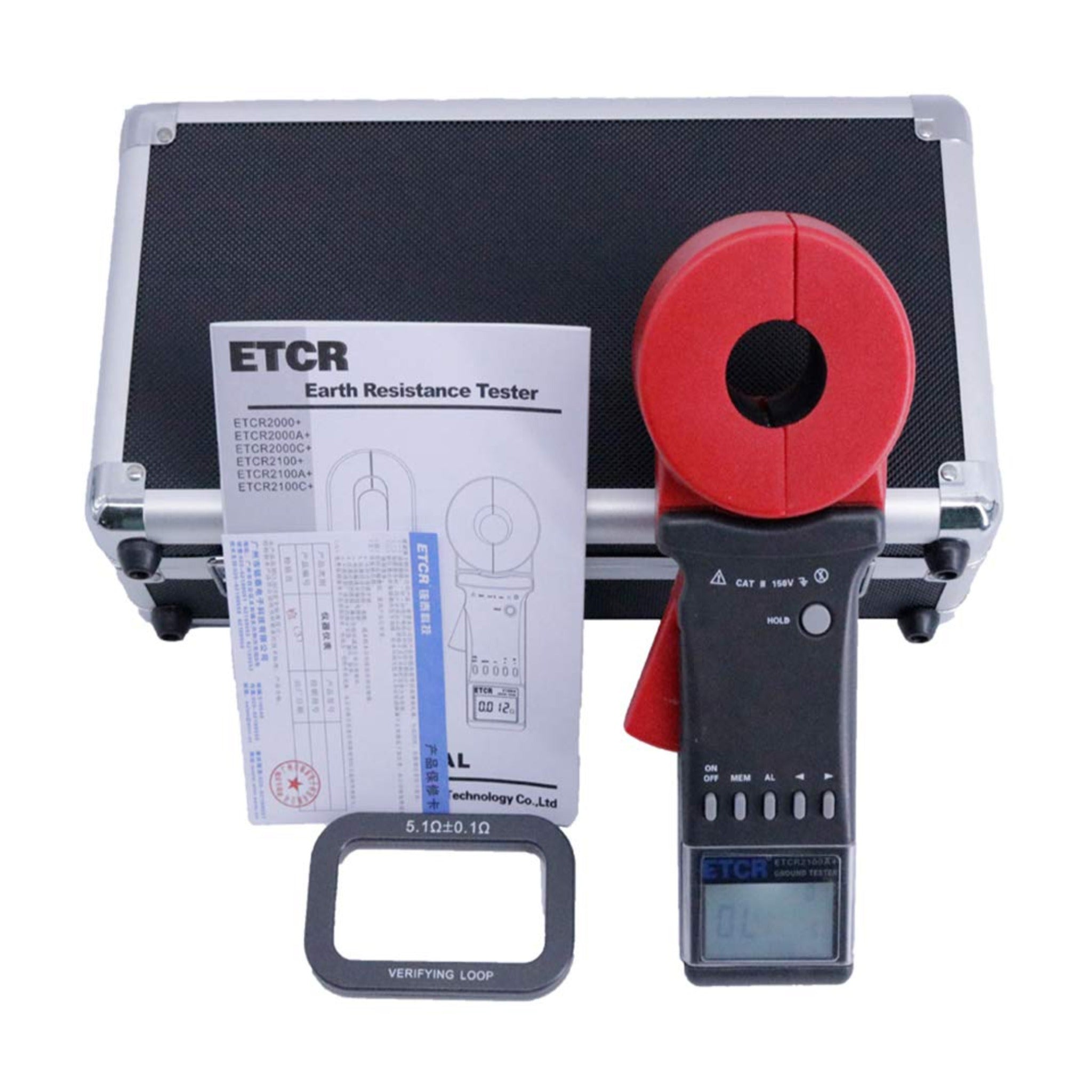 VTSYIQI Ground Resistance Tester Digital Clamp On Ground Earth Resistance Meter Tester With Resistance Range 0.01 to 200Ω For Electric Power Telecommunications Meteorology Oil Field Architecture Industrial Electrical Equipment