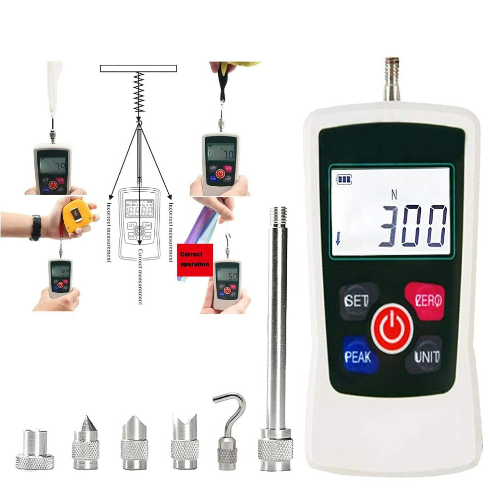 VTSYIQI Digital Force Gauge Push and Pull Tester of 4 Measurement Units 30kgf 300N 65Lbf 1080Oz LCD Measuring Instruments