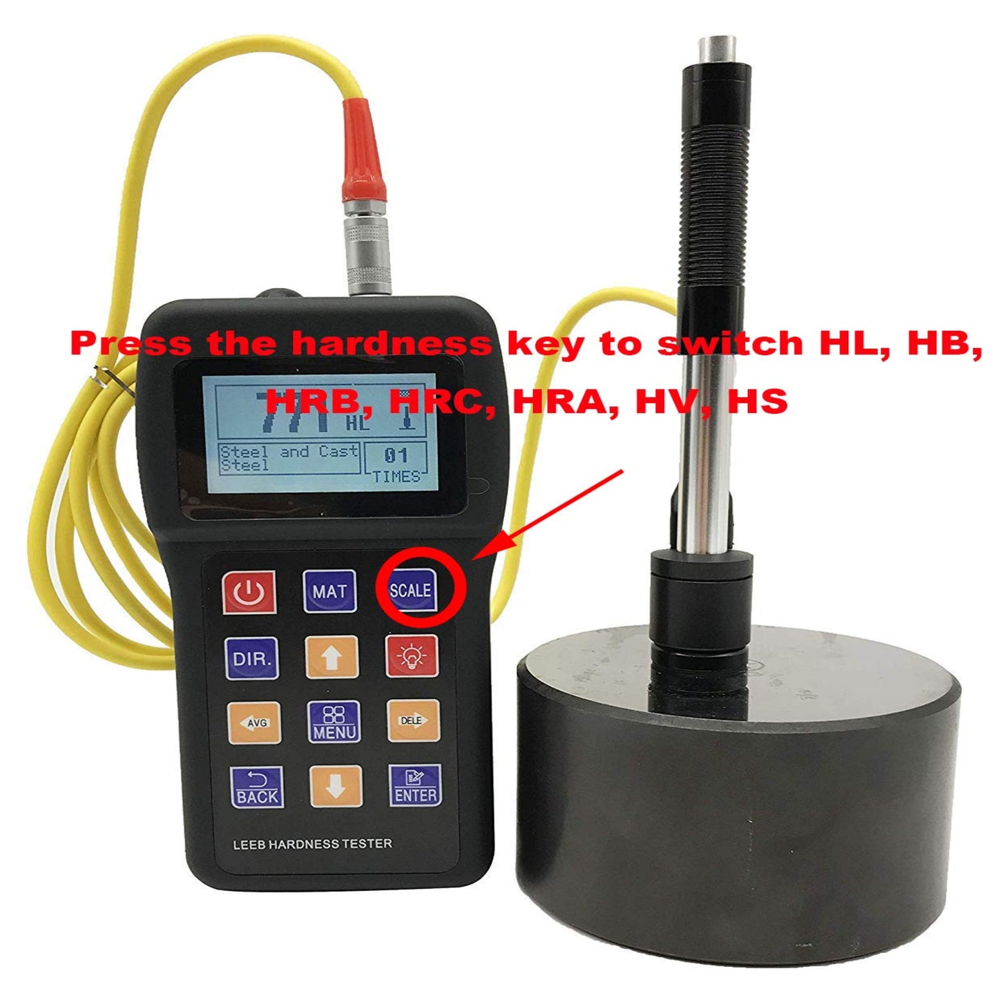 VTSYIQI Leeb Hardness Tester Meter Tester Metals Durometer Tester With Range 170 to 960 HLD HL HB HRB HRC HRA HV HS Standard D Type Impact Device D Test Block for Steel Iron Bronze Copper 10 Materials